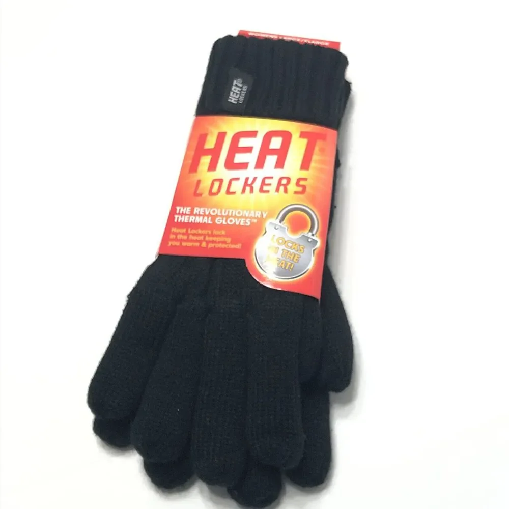 Heat Lockers Women Large Extra Large Thermal Gloves Black Warm Protected NEW